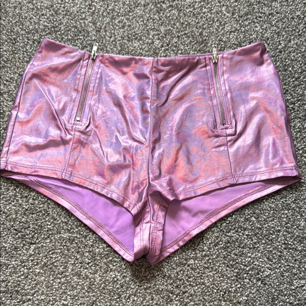 Bear Dance Pink High Waist Iridescent Shorts